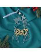 Ёлочная игрушка «Зимнее волшебство. Олень - узорный блеск», 10.7×17.7 см, прозрачно-золотой - Фото 3