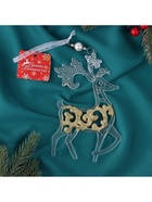 Ёлочная игрушка «Зимнее волшебство. Олень - узорный блеск», 10.7×17.7 см, прозрачно-золотой - Фото 5