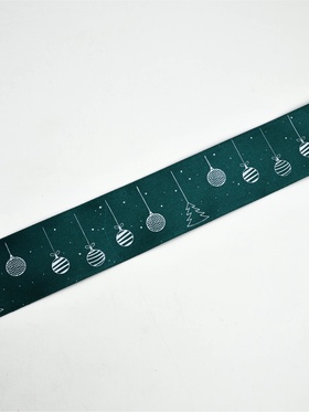 Лента атласная новогодняя «Ёлочные игрушки», 40 мм, 23±1 м, тёмно-зелёная