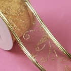 Лента капроновая с металлической нитью «Звёзды и вьюнки», 38 мм × 2,7 ± 0,5 м, цвет золотой - Фото 2