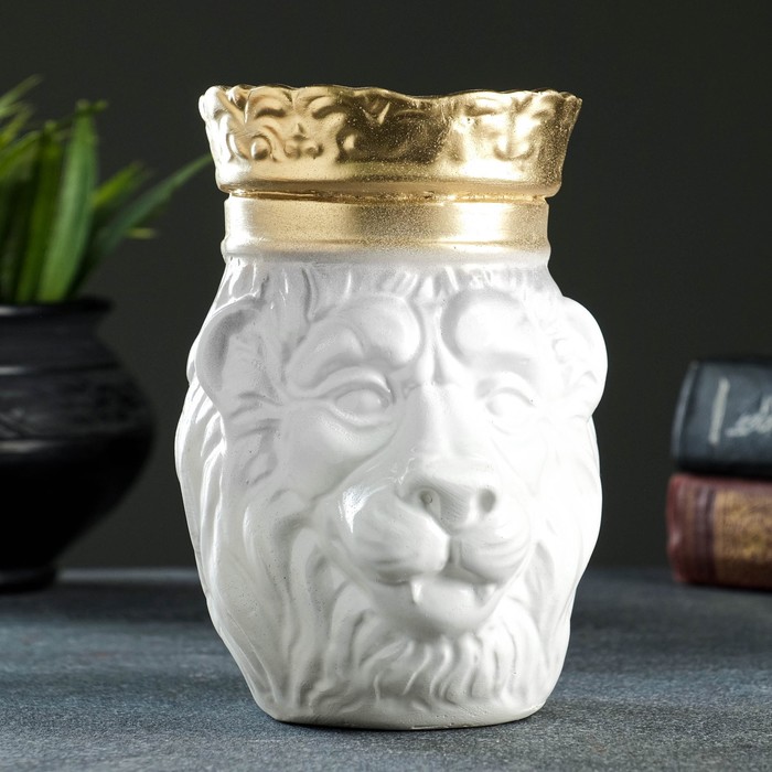 Копилка для денег «Лев в короне», гипс, белый, 16 см - Фото 1