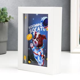 Интерьерная копилка для купюр и монет «Пёсик-космонавт - космических богатств», пластик, 17×12×3.8 см