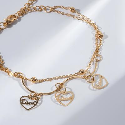 Браслет на ногу «Цепь» любовь, цвет золото