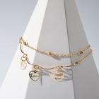 Браслет на ногу «Цепь» любовь, цвет золото - Фото 2