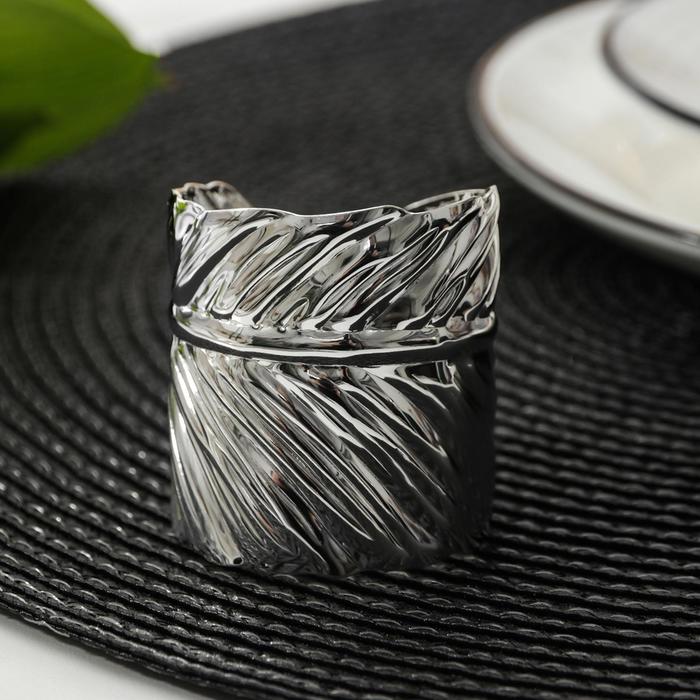 Кольцо для салфетки «Лист», 6.5×4.5×5 см, железо, серебристое - Фото 1