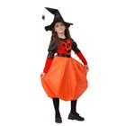 Карнавальный костюм «Тыквочка», платье, шляпа с пауком на цепочке, р. 32, рост 128 см - фото 9334334