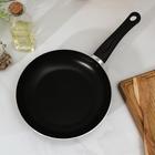 Сковорода Lite, d=24 см, стеклянная крышка, пластиковая ручка, антипригарное покрытие, цвет чёрный - фото 60793945