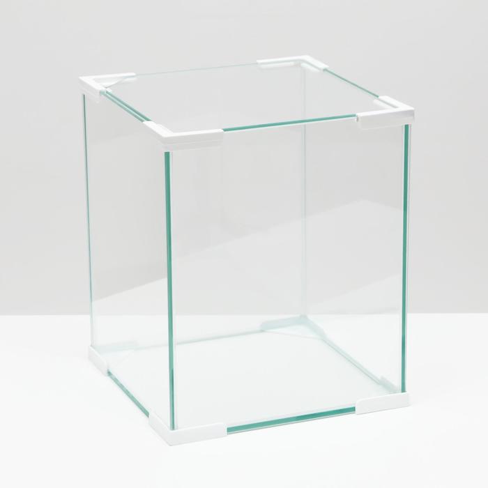 Аквариум "Куб", покровное стекло, 19 литров, 25 x 25 x 30 см, белые уголки - Фото 1