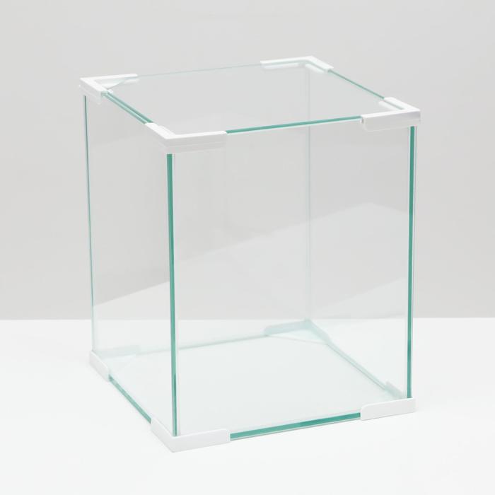 Аквариум "Куб", покровное стекло, 31 литр, 30 x 30 x 35 см, белые уголки - Фото 1