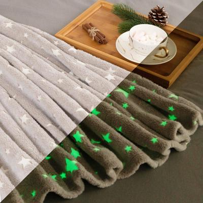 Плед светящийся в темноте «Этель. Звезды», 150×200 см, корал-флис, серый