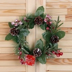 Венок новогодний d=18 см «Зимнее волшебство. Глория», с шишками и ягодами - Фото 4