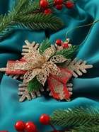 Ёлочная игрушка «Зимнее волшебство. Звезда с цветком и еловыми веточками», 15×13 см, золото 6938893