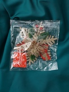 Ёлочная игрушка «Зимнее волшебство. Звезда с цветком и еловыми веточками», 15?13 см, золото (комплект 2 шт) - фото 67170221