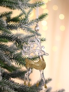 Ёлочная игрушка «Зимнее волшебство. Олень с узорными рогами», 9×16 см, прозрачно-золотой, МИКС - Фото 2