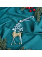 Ёлочная игрушка «Зимнее волшебство. Олень с узорными рогами», 9×16 см, прозрачно-золотой, МИКС - Фото 4