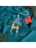 Ёлочная игрушка «Зимнее волшебство. Олень с узорными рогами», 9×16 см, прозрачно-золотой, МИКС - Фото 5