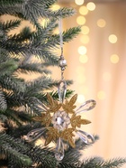 Ёлочная игрушка «Зимнее волшебство. Снежинки лучистые», 14×14 см, прозрачно-золотой, МИКС - Фото 2