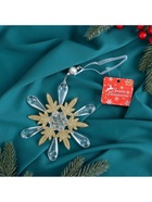 Ёлочная игрушка «Зимнее волшебство. Снежинки лучистые», 14×14 см, прозрачно-золотой, МИКС - Фото 5