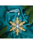 Ёлочная игрушка «Зимнее волшебство. Снежинки лучистые», 14×14 см, прозрачно-золотой, МИКС - Фото 6