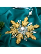 Ёлочная игрушка «Зимнее волшебство. Снежинки лучистые», 14×14 см, прозрачно-золотой, МИКС - Фото 7