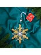 Ёлочная игрушка «Зимнее волшебство. Снежинки лучистые», 14×14 см, прозрачно-золотой, МИКС - Фото 8