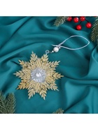 Ёлочная игрушка «Зимнее волшебство. Снежинка - звёздная сияние», 13×13.5 см, золото - Фото 4