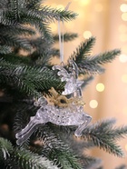 Ёлочная игрушка «Зимнее волшебство. Олень в прыжке с шарфом», 13×12 см, прозрачно-золотой - Фото 2