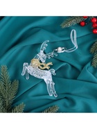 Ёлочная игрушка «Зимнее волшебство. Олень в прыжке с шарфом», 13×12 см, прозрачно-золотой - Фото 3