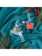 Ёлочная игрушка «Зимнее волшебство. Олень в прыжке с шарфом», 13×12 см, прозрачно-золотой - Фото 5