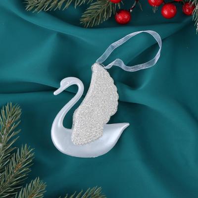 Украшение ёлочное "Прекрасный лебедь блеск" 7х8,5 см, белый