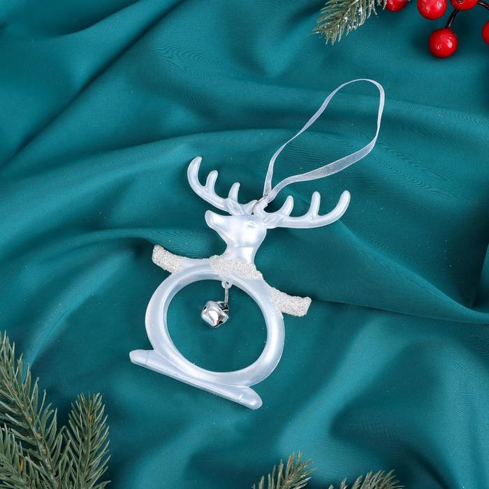 Ёлочная игрушка «Зимнее волшебство. Олень» 8×11 см, белый - Фото 1