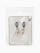 Серьги клипсы для ушей QF «Грейс», две линии с бусинами, белые в чернёном серебре  (артикул 7142064)  большой выбор товаров оптом и в розницу по низким ценам с доставкой