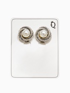 Клипсы для ушей QF «Грейс», закругление с бусиной, цвет белый в чернёном серебре - Фото 4