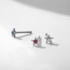 Пирсинг в нос «Звёздочка и стразинка» набор 12 шт., L=9 мм, МИКС в серебре - Фото 2