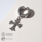 Моно-серьга «Крест», цвет серебро - Фото 5