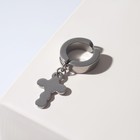 Моно-серьга «Крестик» округленный, цвет серебро - Фото 2
