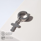 Моно-серьга «Крестик» округленный, цвет серебро - фото 321433079