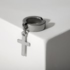 Моно-серьга «Крестик» цвет серебро - фото 6448977