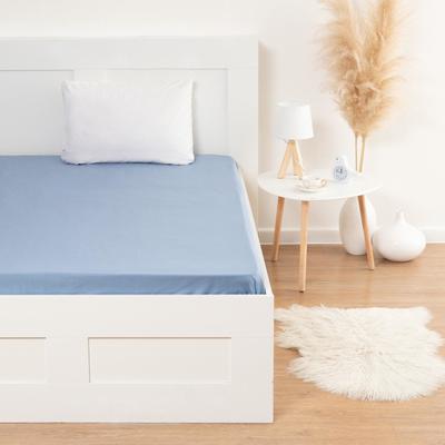 Простыня на резинке «Этель», 160×200×25 см, 100% хлопок, мако-сатин, 128 г/м², синяя