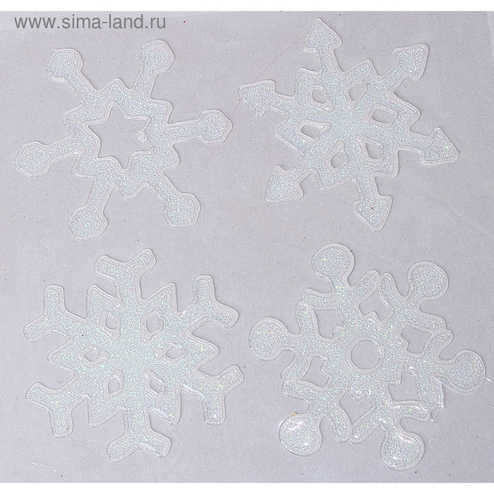 Наклейка на стекло "Снежинки - льдинки" (набор 4 шт) 7,5х7,5 см - Фото 1