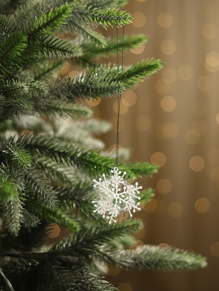 Ёлочные игрушки набор 6 шт. «Зимнее волшебство. Снежинка - пушинка», d=6 см, белый - Фото 1