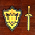 Набор деревянных сувениров "Золотое оружие" щит, меч - фото 9026966