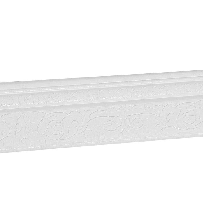 Самоклеящийся ПВХ плинтус 3D белый с узором, 2,3м - Фото 1