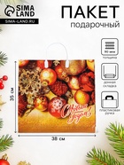 Пакет подарочный новогодний «Злато», полиэтиленовый с пластиковой ручкой, 38×35 см - Фото 1