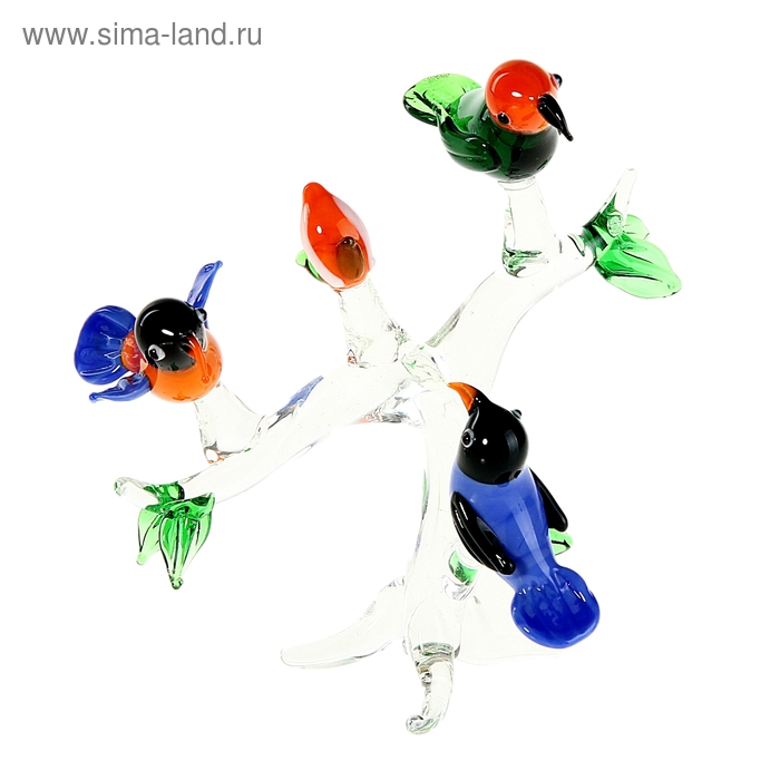 Сувенир стекло "Три птицы на ветке" 4,3х8,5х8,5 см - Фото 1