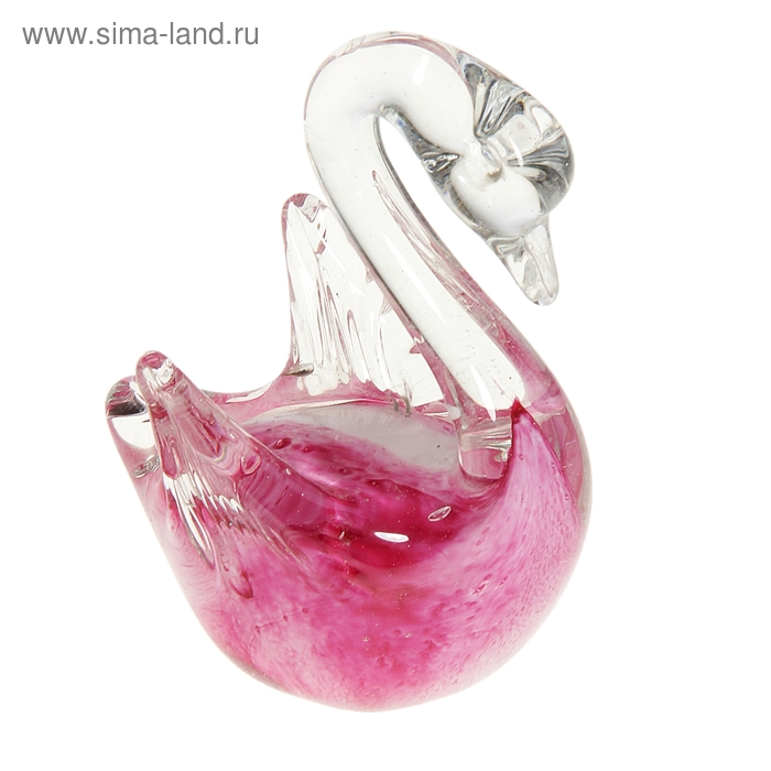 Сувенир стекло "Лебедь розовый" 4,5х7,5х10,5 см - Фото 1