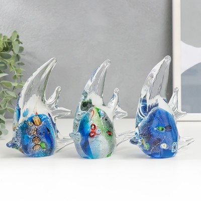 Фигурка стекло «Рыбка многоцветная», под муранское, 3×11×10 см, МИКС