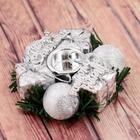 Подсвечник на одну свечу «Подарок», d=2 см, серебристый - Фото 1