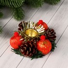 Подсвечник на одну свечу «Шарики» d=2 см, красный - Фото 1