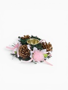 Свеча новогодняя с подсвечником, набор 2 шт., 11×15 см, с шишками и розочками - Фото 9